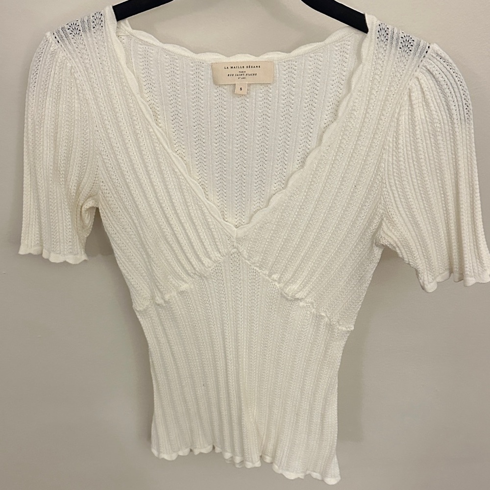 Sezane white chlo top